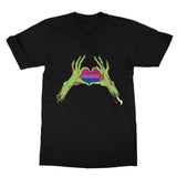 Zombie Bi Heart Hands Pride Flag Softstyle T-Shirt