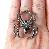 Spider Adjustable Gothic Oversize Ring Black or Chrome
