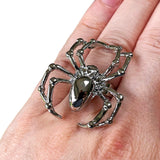 Spider Adjustable Gothic Oversize Ring Black or Chrome