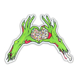 Zombie Hands Glitter Heart Horror Gore Vinyl Sticker